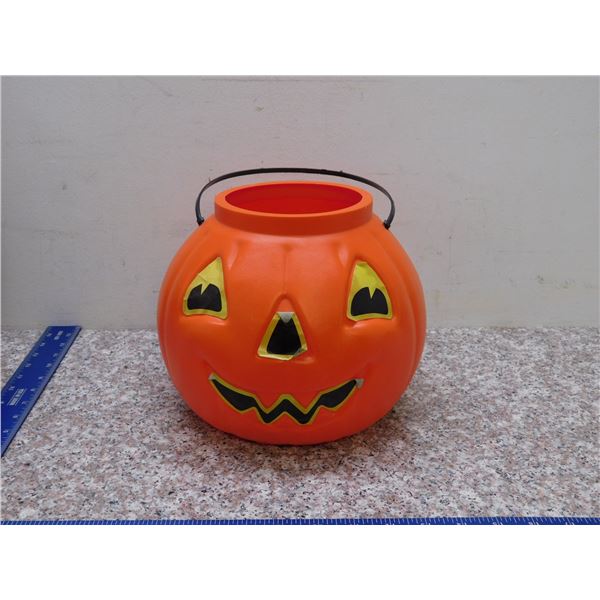 Vintage Blow Mold Jack-O-Lantern Trick Or Treating Bucket Candy Bucket