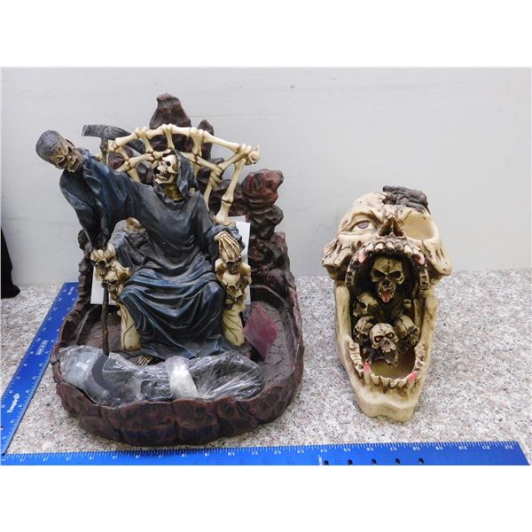 Soul Taker Fountain Skeleton Grim Reaper Water Decorative With Red Water