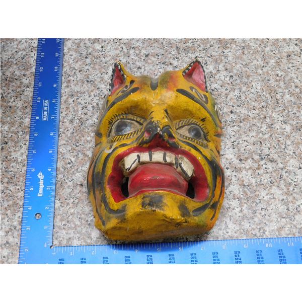 Tiger Mask Tribal Character Carved Wood