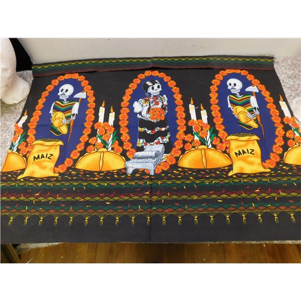 Day of the Dead Cloth Curtain Panel approx 28" x 36"