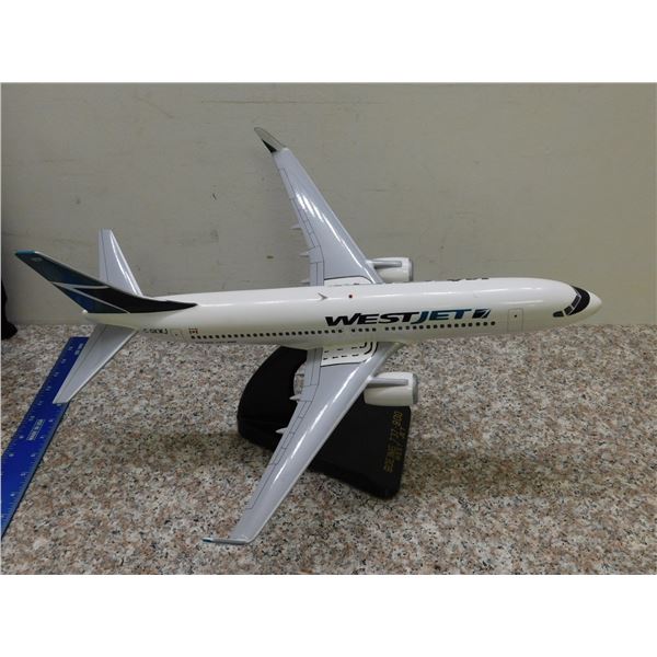 Boeing 737-800 Westjet Wooden Model Airplane With Stand Travel Agency approx 18" x 15"