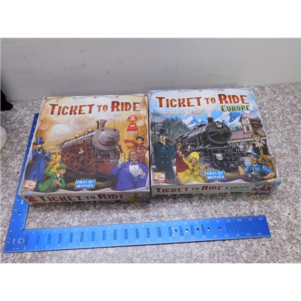 Lot of 2 Ticket To Ride Board Games Tabletop Strategy Europe and 2004 Alan R Moon