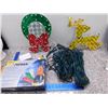 Image 1 : Lot of Christmas LED String Lights 29ft Indoor Outdoor and Wreath / Reindeer Signs