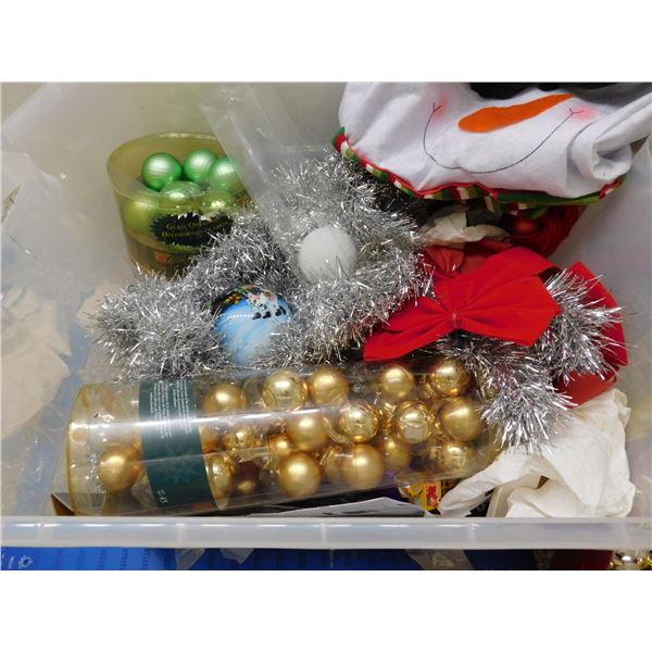 Full bin of Christmas Tree Ornaments Balls and Figures Decor Garland