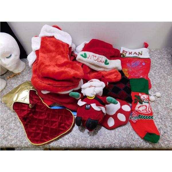Lot of Santa Stockings Santa Noel Hat Santa Plush