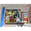Image 2 : Three Tins of Sewing Supplies Needles Thread Fabric Scraps Etc