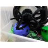 Image 2 : Bin of Misc Halloween Decor Items Bowl Spider Webs Witch Hat Pumpkin Carving Set