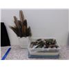 Image 1 : Two Containers of Peacock Feathers Brown & Colourful