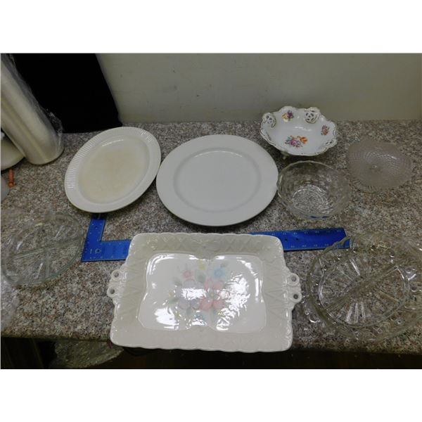 Lot of 8 Serving Plates and Glass Dishes