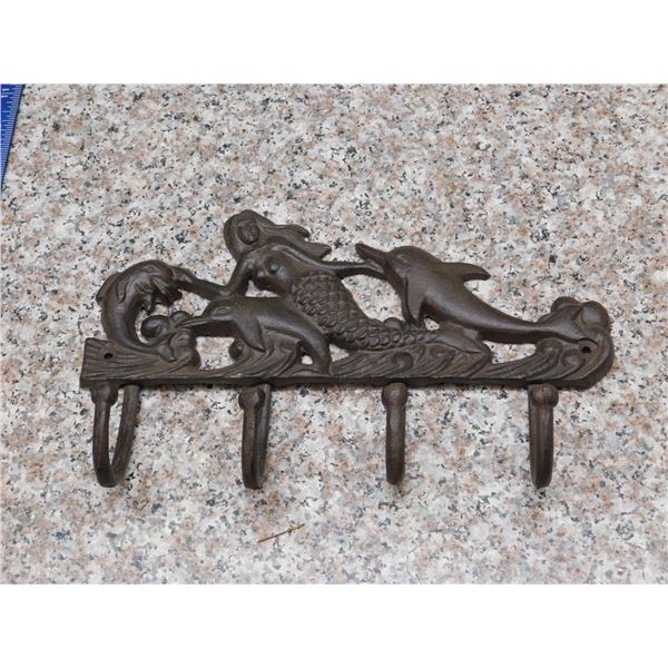 Mermaid Coat Hooks Wall Rack Cast Iron