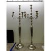 Image 1 : 2 Large (41" high) Silvertone Candelabras One Needs Repair