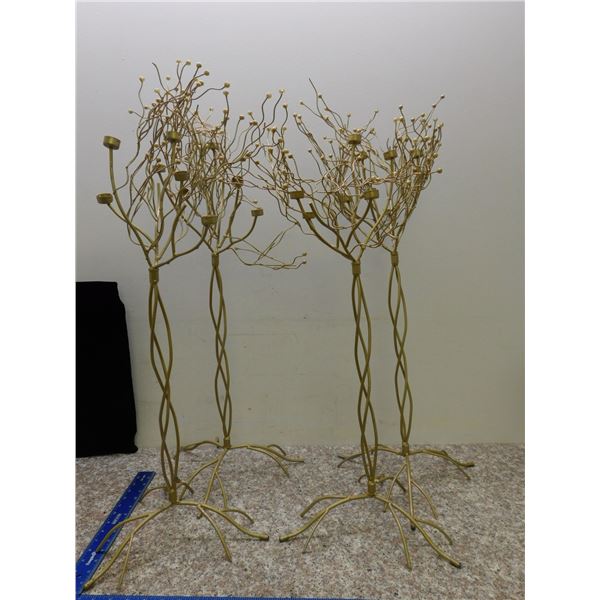 Set of 4 Gold Tone Candle Holder Decor 31" High