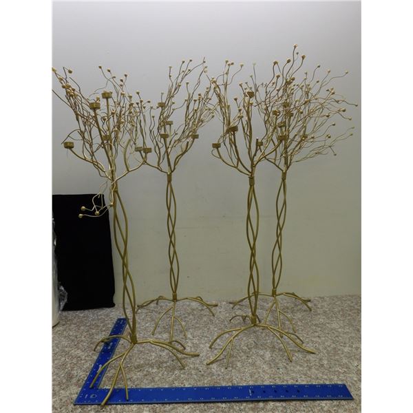 Set of 4 Gold Tone Candle Holder Decor 31" High