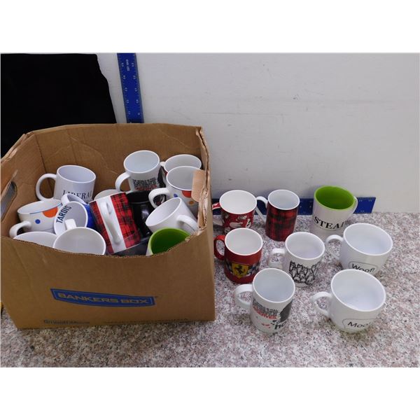 Box Full of Novelty Coffee Mugs Cats Plaid Etc Animals Sherlock Doctor Who