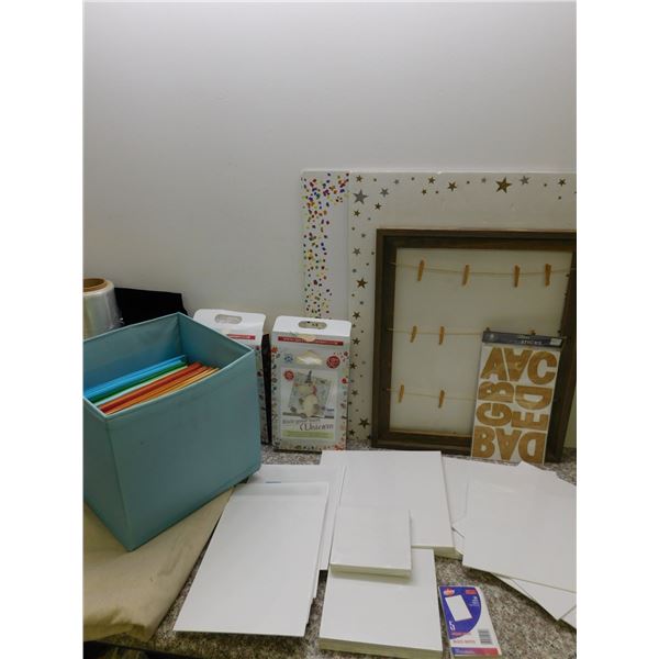 Lot of NEW Canvas Panels Wooden Frame Cardstock Craft Paper Knitting Kit