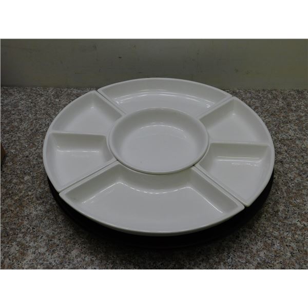 Signature Housewares Black & White Lazy Susan Serving Set