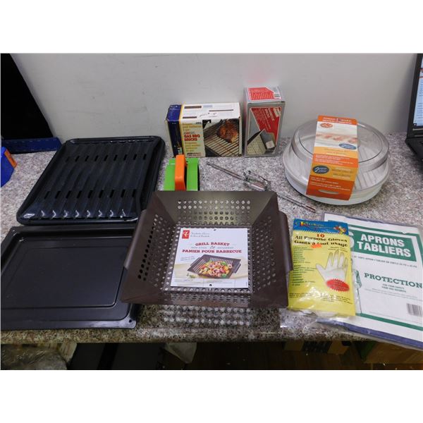 Grill BBQ Trays, Basket, Bacon Grill Set Gloves Bricks Aprons Drip Tray