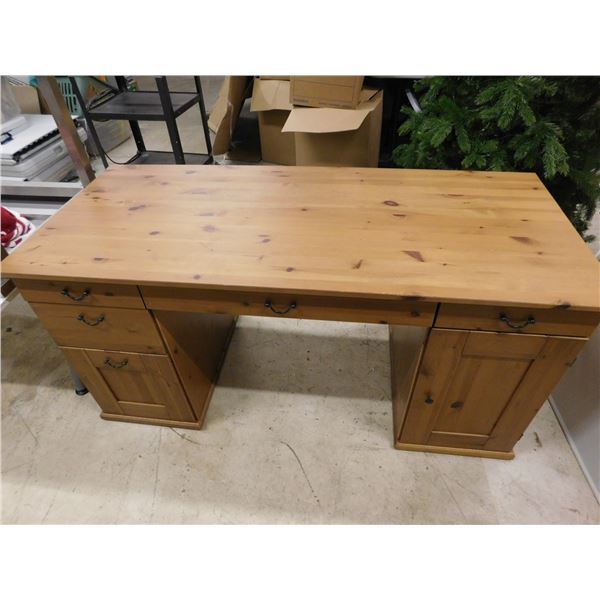 Wooden Office Desk Natural Knotty Pine 5ft x 26" x 29"