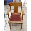 Image 1 : Mission-Oak Arts & Crafts Dining Chair Red Upholstery Wooden Frame