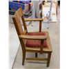 Image 4 : Mission-Oak Arts & Crafts Dining Chair Red Upholstery Wooden Frame