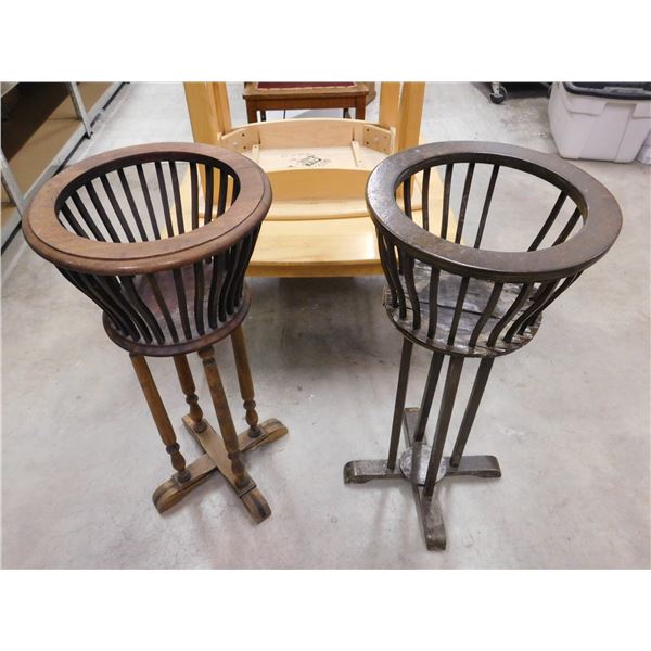 Wooden Plant Stands Basket Planters Oak Fern 32" Tall and 15" Diameter