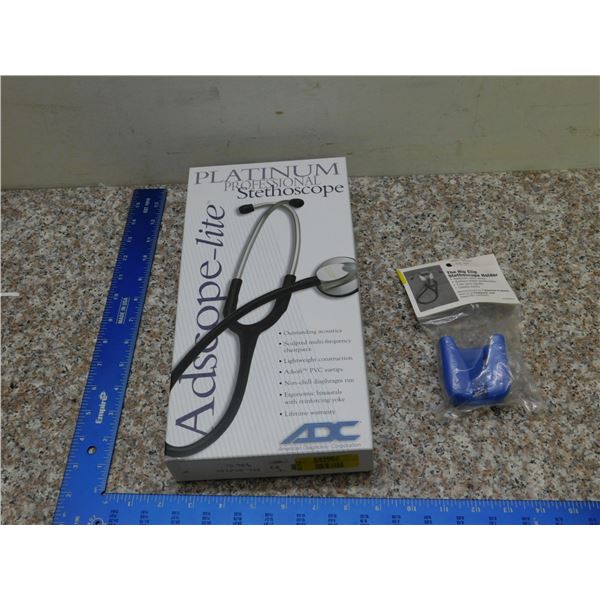 ADC Platinum Professional Stethoscope Adscope 612 NOS With Hip Clip