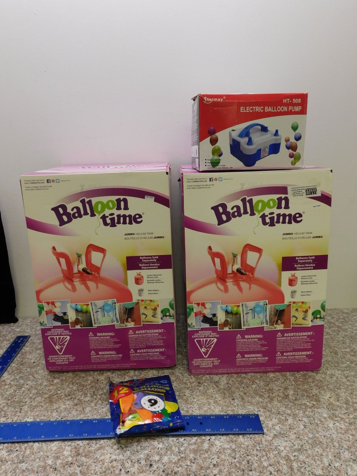 Electric Balloon Pump and Helium Tanks 1 New 1 Used