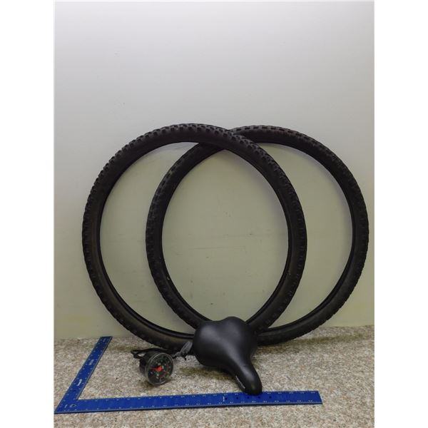 Bicycle Tachometer, Bike Seat and Bike Tires