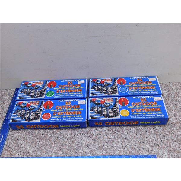 Lot of 4 Outdoor Midget Lights Yellow Blue Green Red Lots of 25