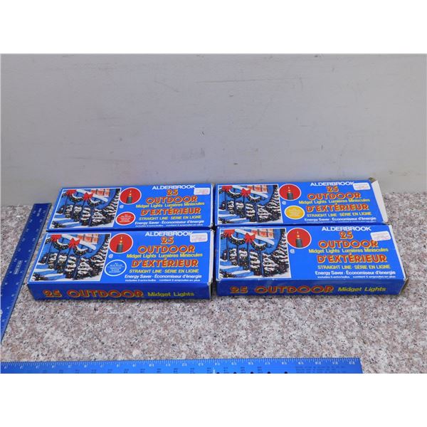 Lot of 4 Outdoor Midget Lights Yellow Blue Clear Red Lots of 25