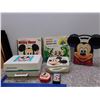 Image 1 : Lot of 7 Vintage Mickey Mouse Records and Players Tape Case Transistor Radio