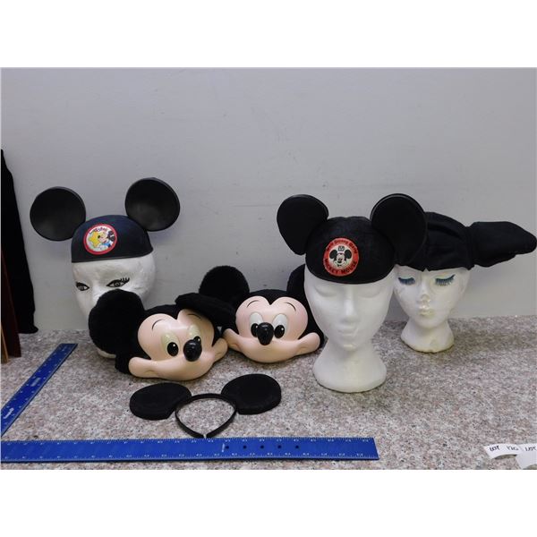 Lot of 6 Vintage Mickey Mouse Hats and Ears Disney World Souvenir