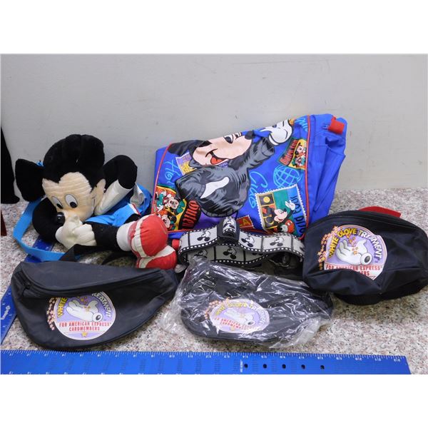 Lot of 6 Vintage Mickey Mouse Backpack Bag Fanny Packs Bag Strap Disney World