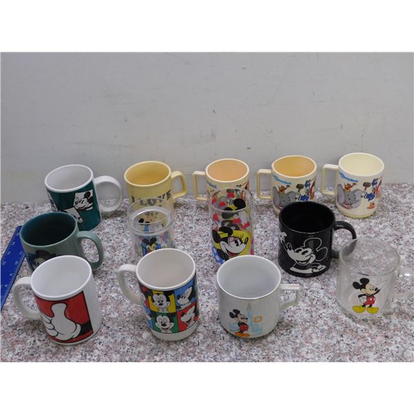 Lot of 13 Disney Mickey Mouse Vintage Coffee Mugs Glasses