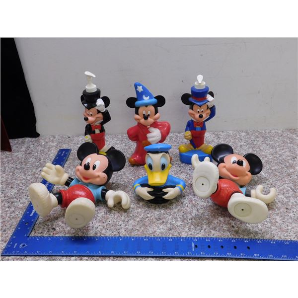 Lot of Vintage Mickey Mouse Disney Bathtub Pool Toys Bubble Bath Soap Dispenser Etc