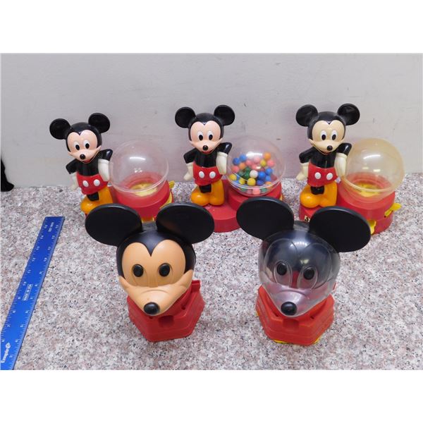 Lot of 5 Mickey Mouse Vintage Gumball Machine Banks