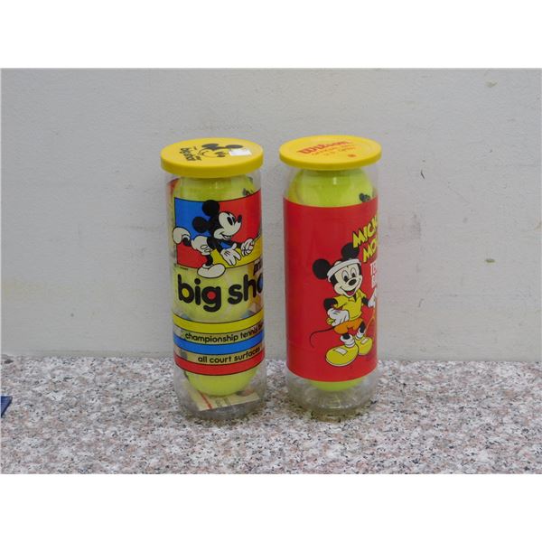Lot of 2 Mickey Mouse Tennis Balls Sealed Container Packs of 3 Prince Big Shot