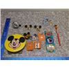 Image 1 : Vintage Lot 13 of Mickey Mouse Buttons Pins Bicycle Bell Pencil