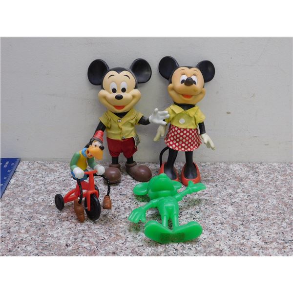 Lot of 4 Vintage Disney Mickey and Minnie Mouse Plastic Toys Goofy Green Mickey