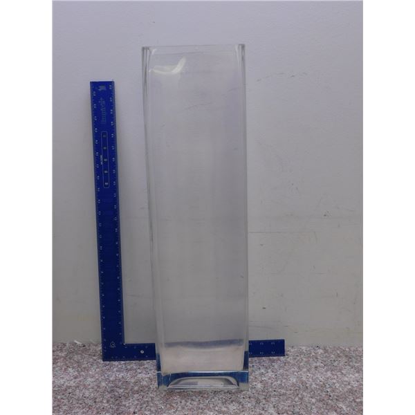 Glass Floor Standing Vase Large Rectangular 26" Tall x 7" x 4 3/4"