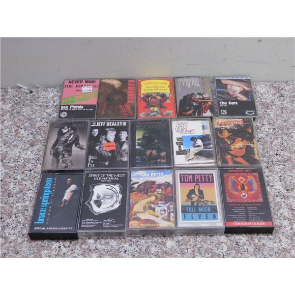 Lot of 15 Cassette Tapes Tom Petty Ramones Sex Pistols Bruce Springsteen Fleetwood Mac
