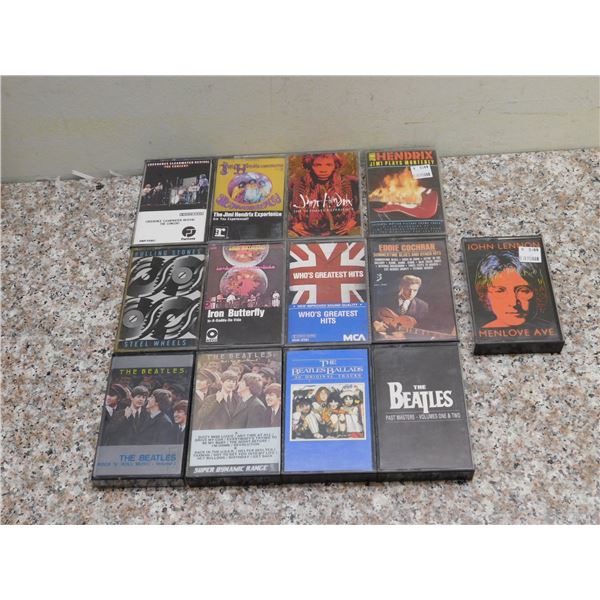 Lot of 13 Cassette Tapes Classic Rock Beatles Rolling Stones Jimi Hendrix
