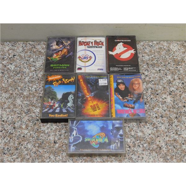 Lot of 7 Cassette Tapes Soundtracks Ghostbusters Star Trek Ren & Stimpy Batman