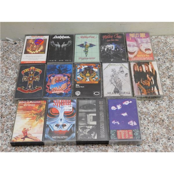 Lot of 14 Cassette Tapes Hard Rock Heavy Metal Metallica Motley Crue Guns 