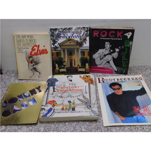 Lot of 6 Music Books Elvis Johnny Cash Billy Joel History Etc