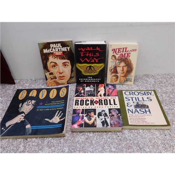 Lot of 6 Rock and Roll Books Biographies Neil Young Paul McCartney Aerosmith