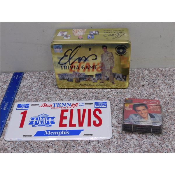 Lot of 3 Elvis Trivia Game, Coasters and License Plate SEALED