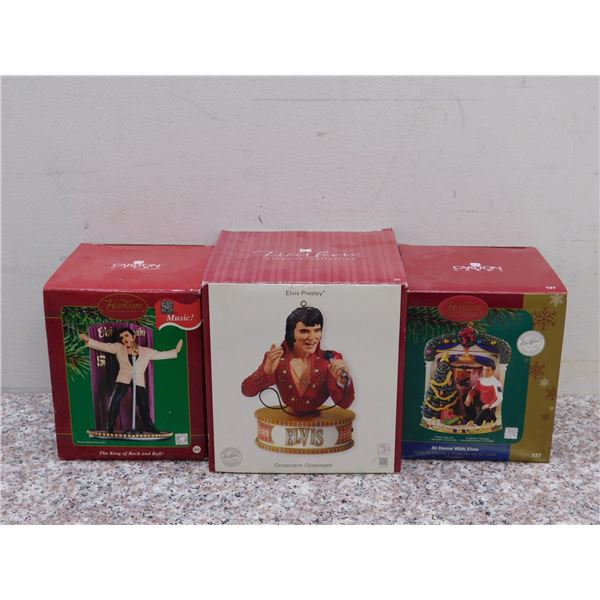 Lot of 3 Elvis Presley Christmas Ornaments Carlton