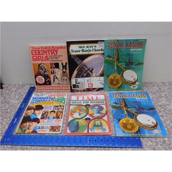 Lot of 6 Music Books Magazines How To Play The Banjo Etc