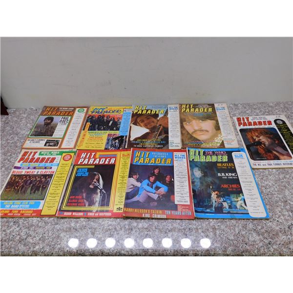 Lot of 9 Hit Parader 1969 - 70 and 73 Magazines Charlton Publications Music Media
